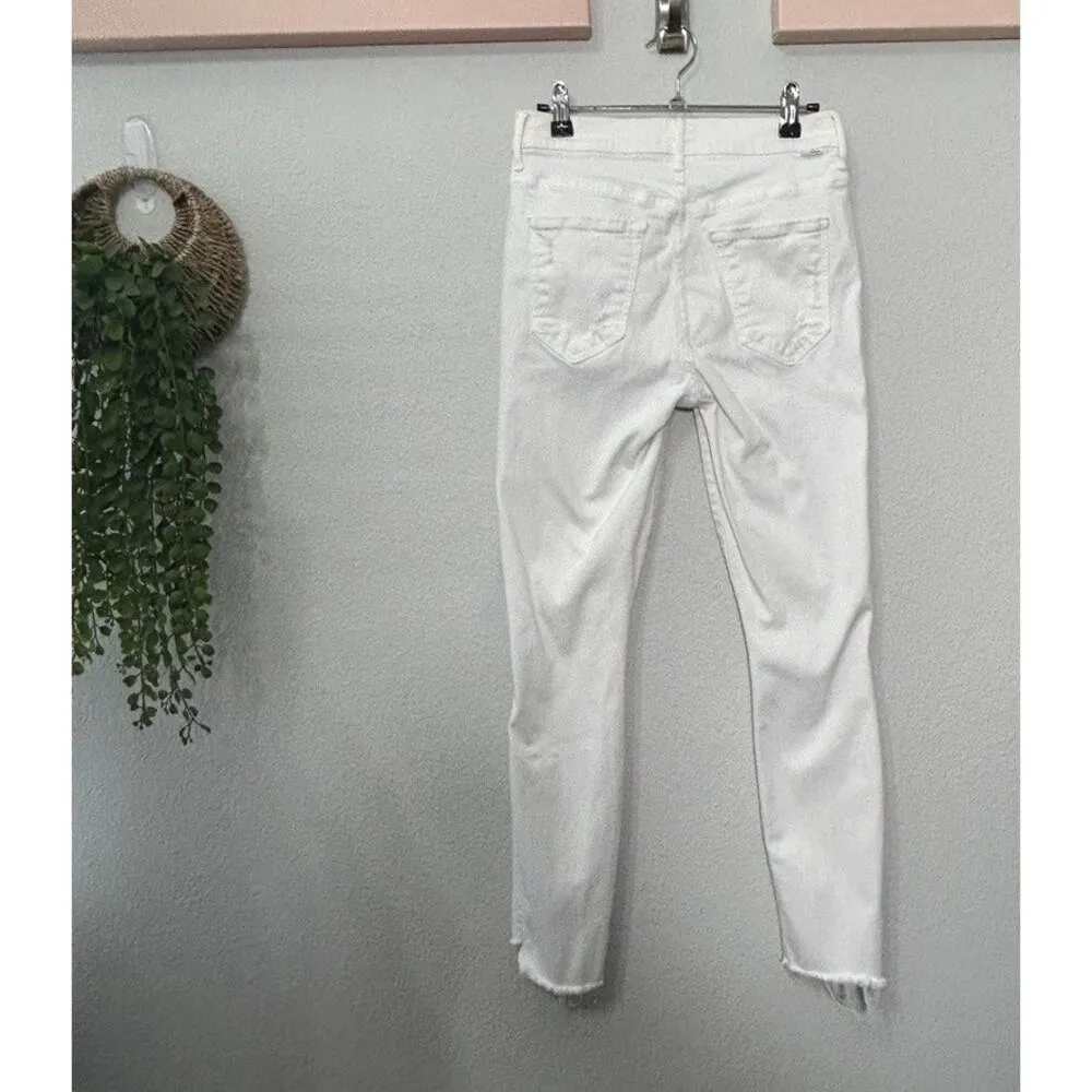 Mother Stunner Zip Ankle Step Fray Jean White Size 27 Distressed Minimalist - Image 4