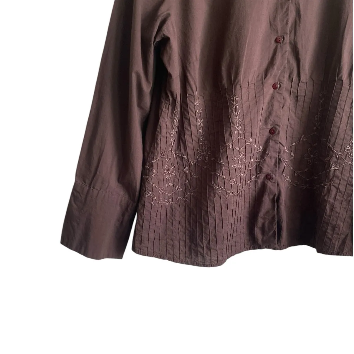 Cato Women Top‎ 18/20 Brown Embroidered Button Up Boho Cowgirl Western Casual - Image 6