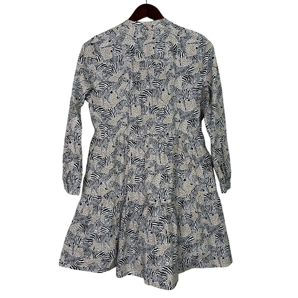 NWT J. Crew Zebra Safari Animal Print Poplin Mini Dress Lined XS Black Brown - Image 6