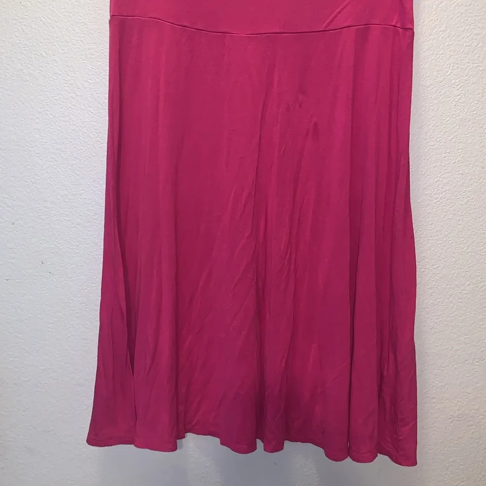 Eimin Women's Solid Flared Lightweight Elastic Waist Classic Midi Skirt Pink - Image 3