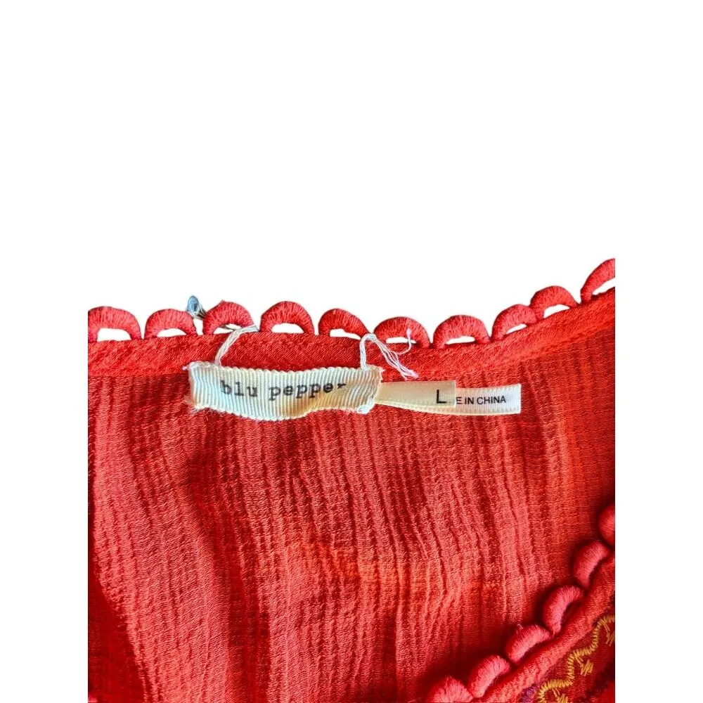 Blu Pepper Women's Orange Floral Light weight Top - Image 3