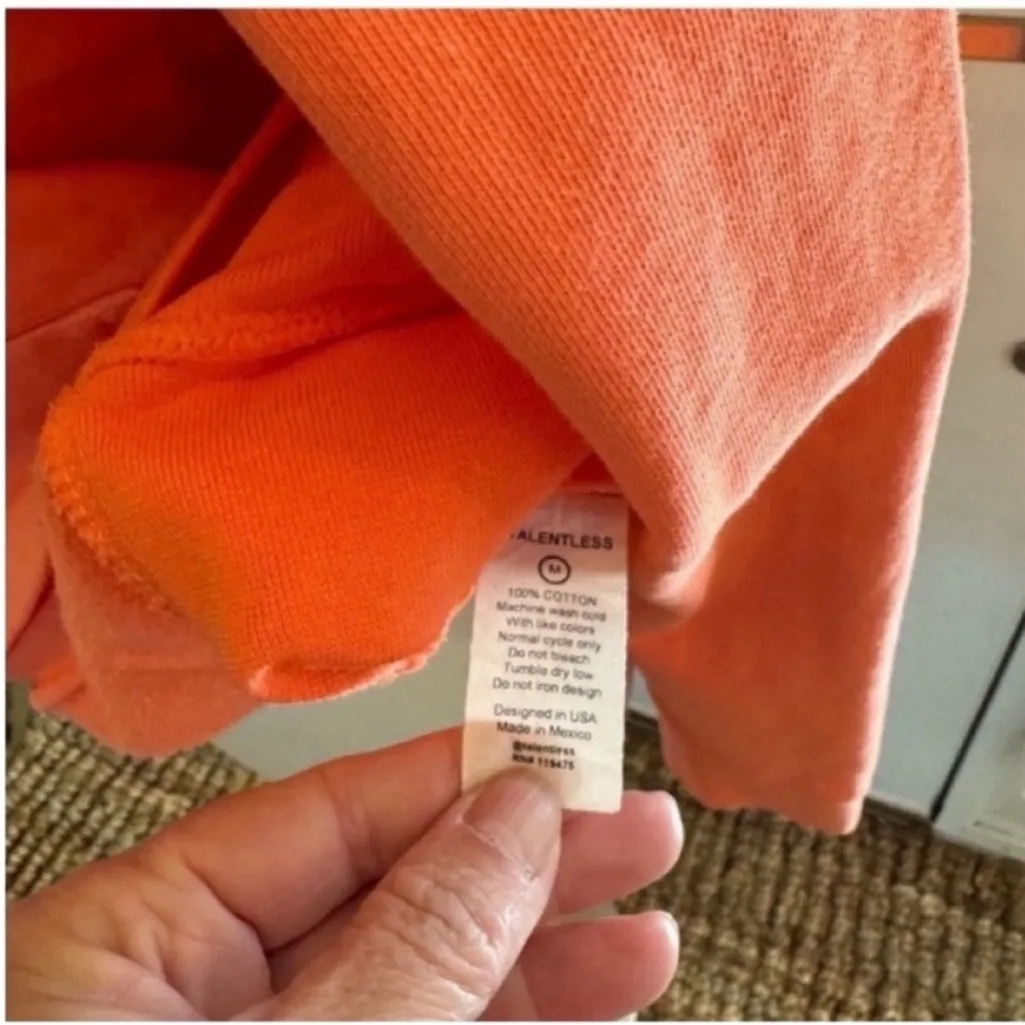 TALENTLESS Women's Vibrant Coral Hoodie with Yellow Details - Image 9