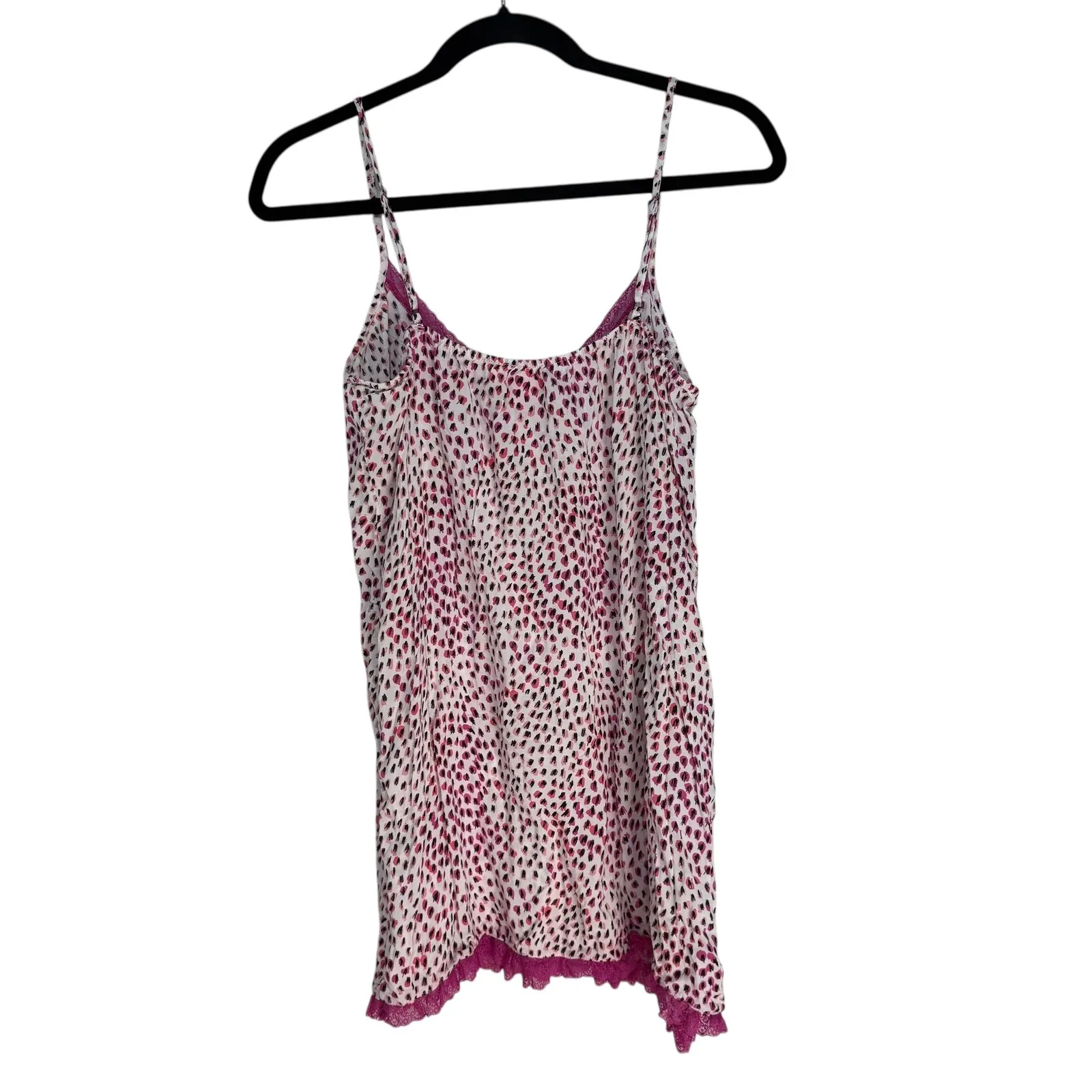 Betsey Johnson 2016 Womens Pink Print Lace Trim Cami Nightie Sleep Dress Size S - Image 9