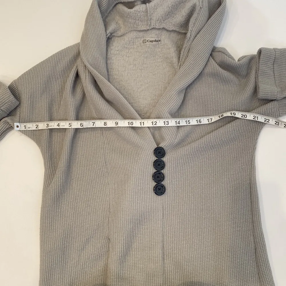 Cupshe Gray Waffle Knit Oversized Pullover Sweater Hooded EUC Sz M Polyester - Image 9