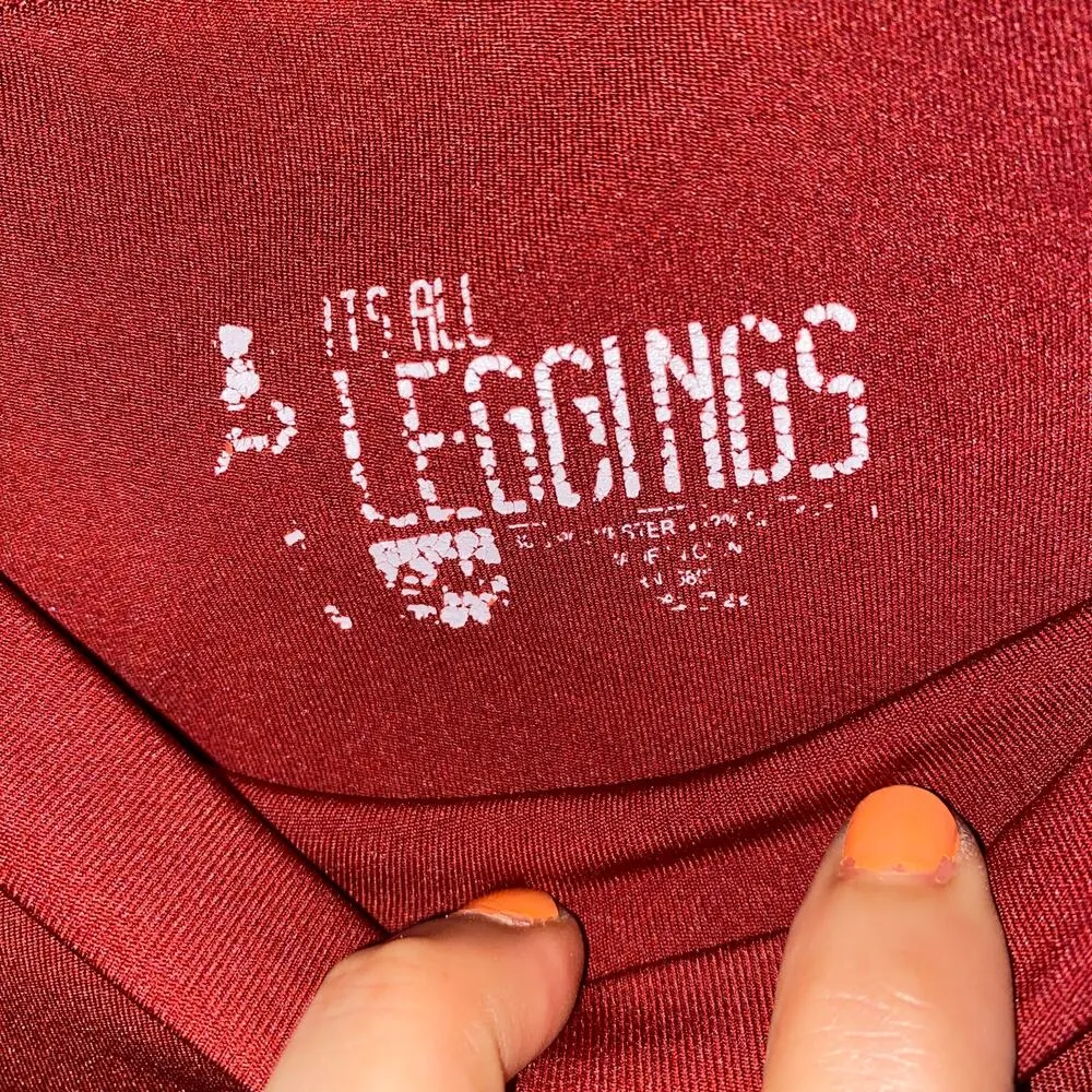 It's All Leggings Strappy Sheer Mesh Maroon Red Women's Size S/M Small/Medium - Image 3