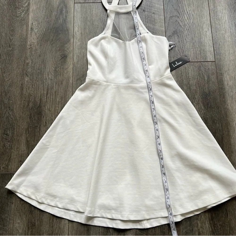 NWT Lulu's White Mesh Light and Grace Halter Skater Dress Size Medium - Image 9
