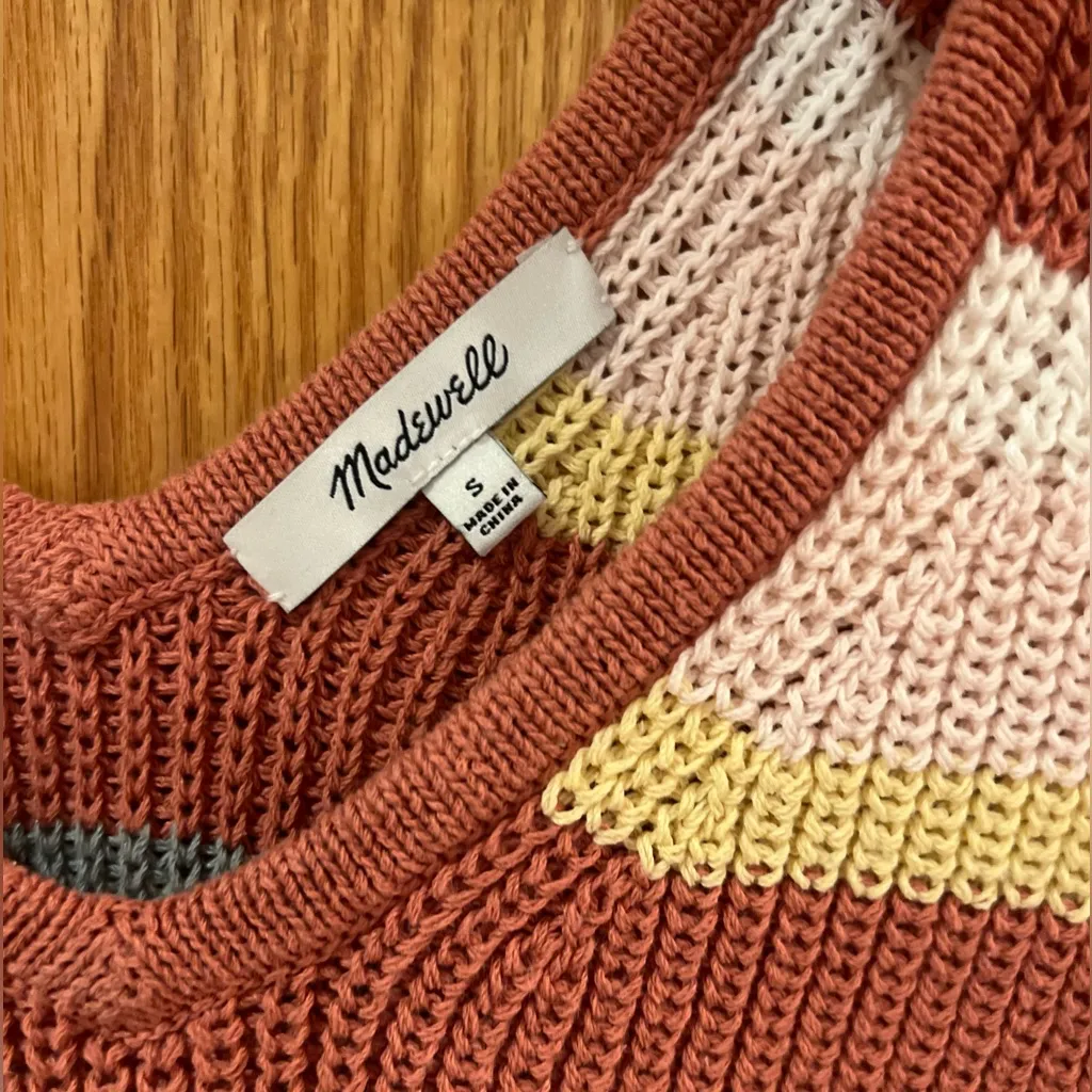 Madewell Striped Grandfield Tie-Strap Sweater Tank Top Sweet Dahlia Size‎ Small - Image 7