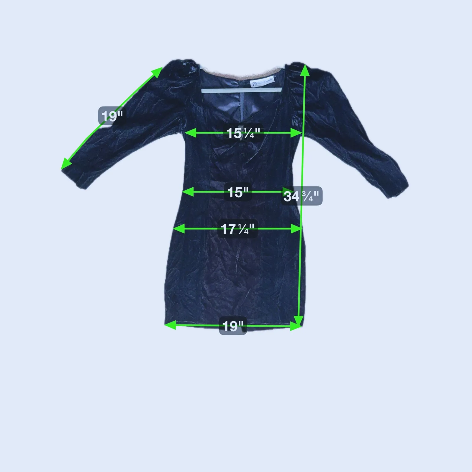 VTG Hillary Flowers 1980s Crushed Velvet Puff Sleeve Crystal Mini Dress 2 Black - Image 8