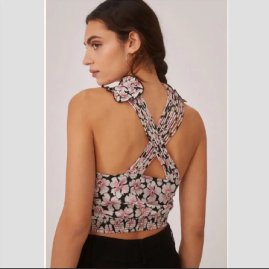 Anthropologie Let Me Be Floral Twisted Halter Cropped Top - Image 2