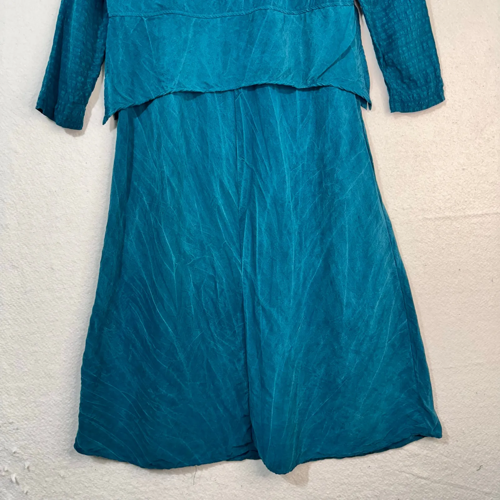Rabbit Designs Teal Green Blouse & Tank Rayon Dress 2 Pc Set 6 Petite VTG MOB Size 6P - Image 8