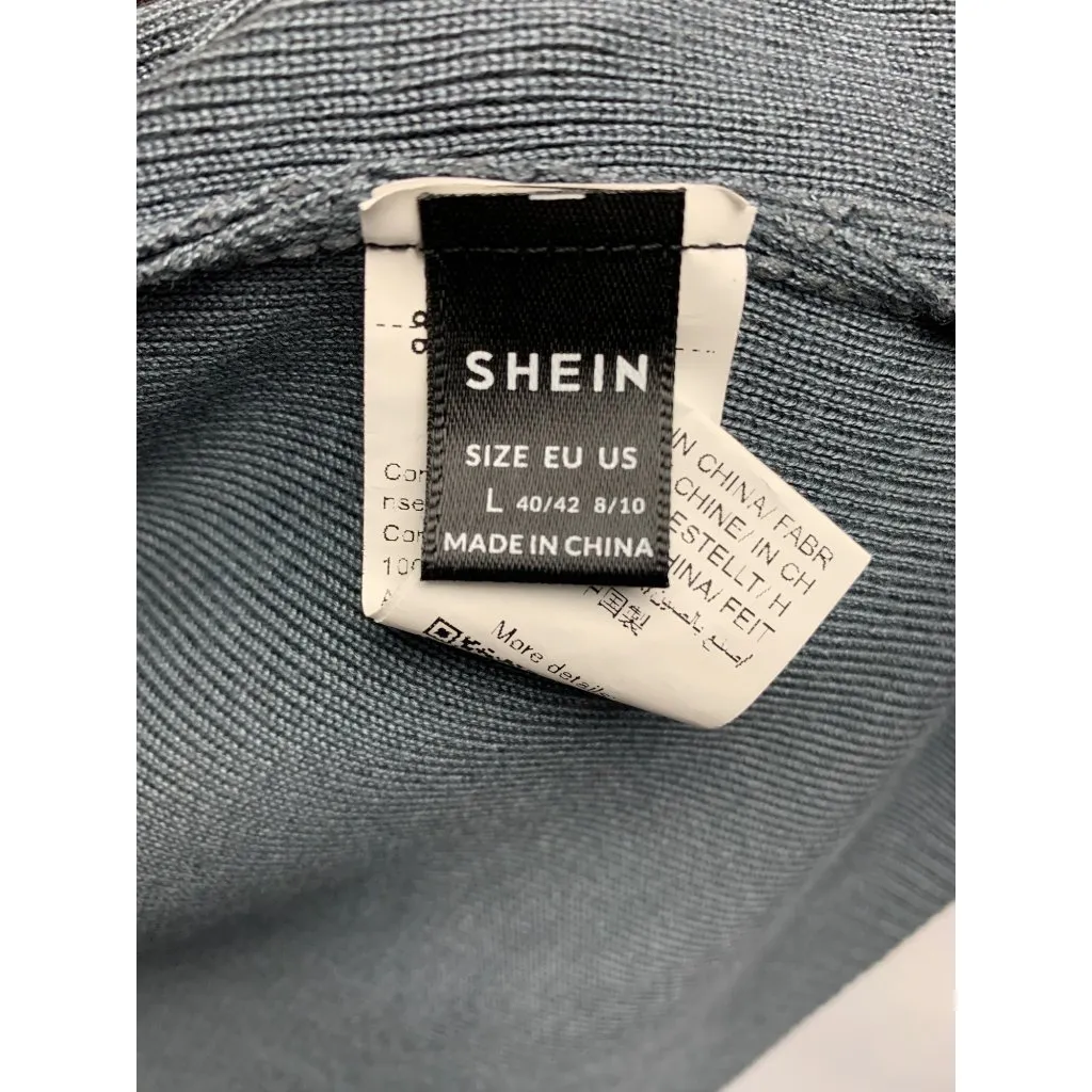 Shein Womens Hooded Knit Cardigan L Gray Acrylic Blend - Image 4