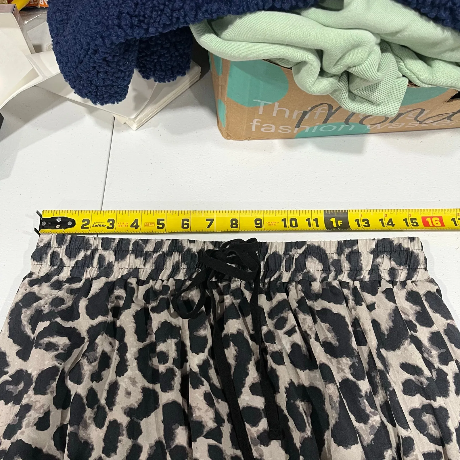 Gray Leopard Full Length Maxi Skirt Womens XL Grunge Flowy Girly Beachy - Image 6