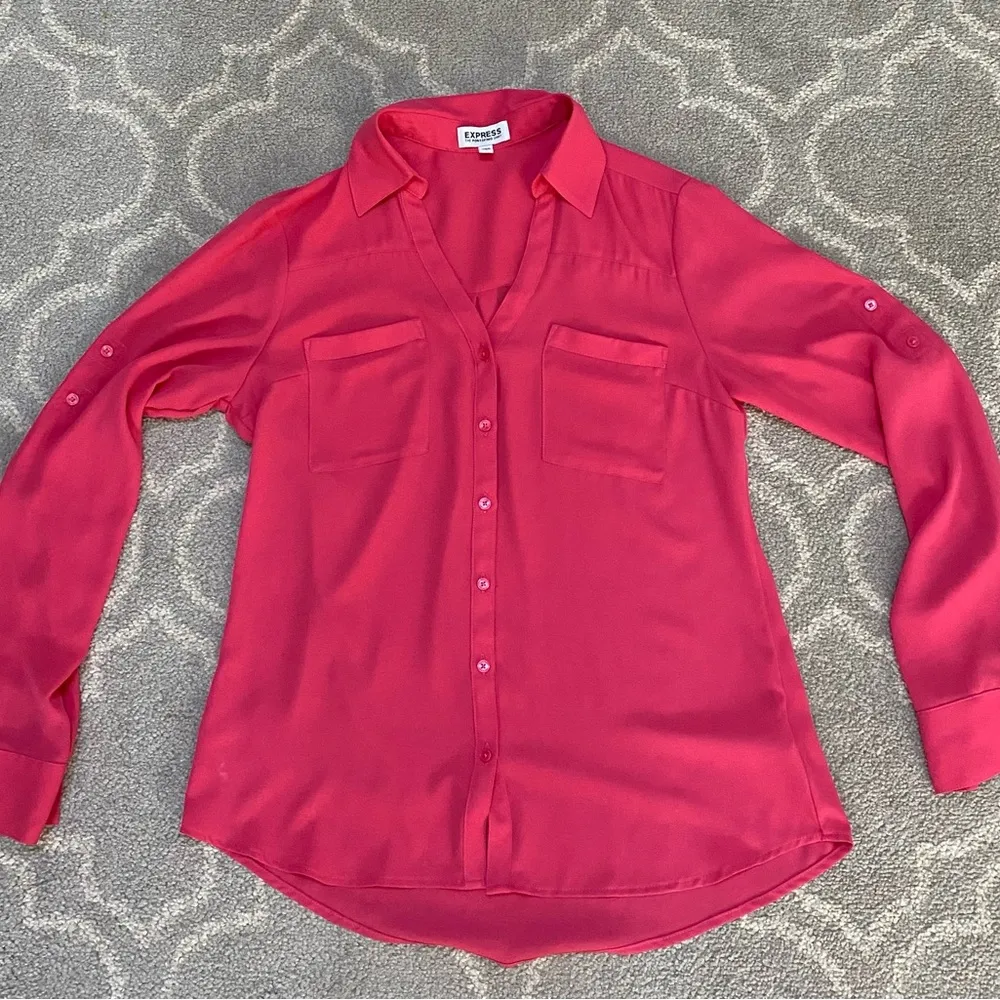 Women's Express Portofino Pink Button-Up - Image 3