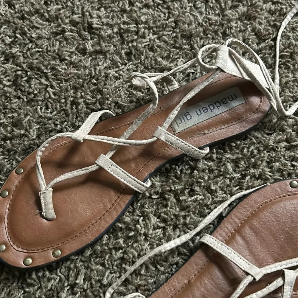 Madden Girl Beige Suede‎ Lace Up Strappy Gladiator Sandal - Image 4