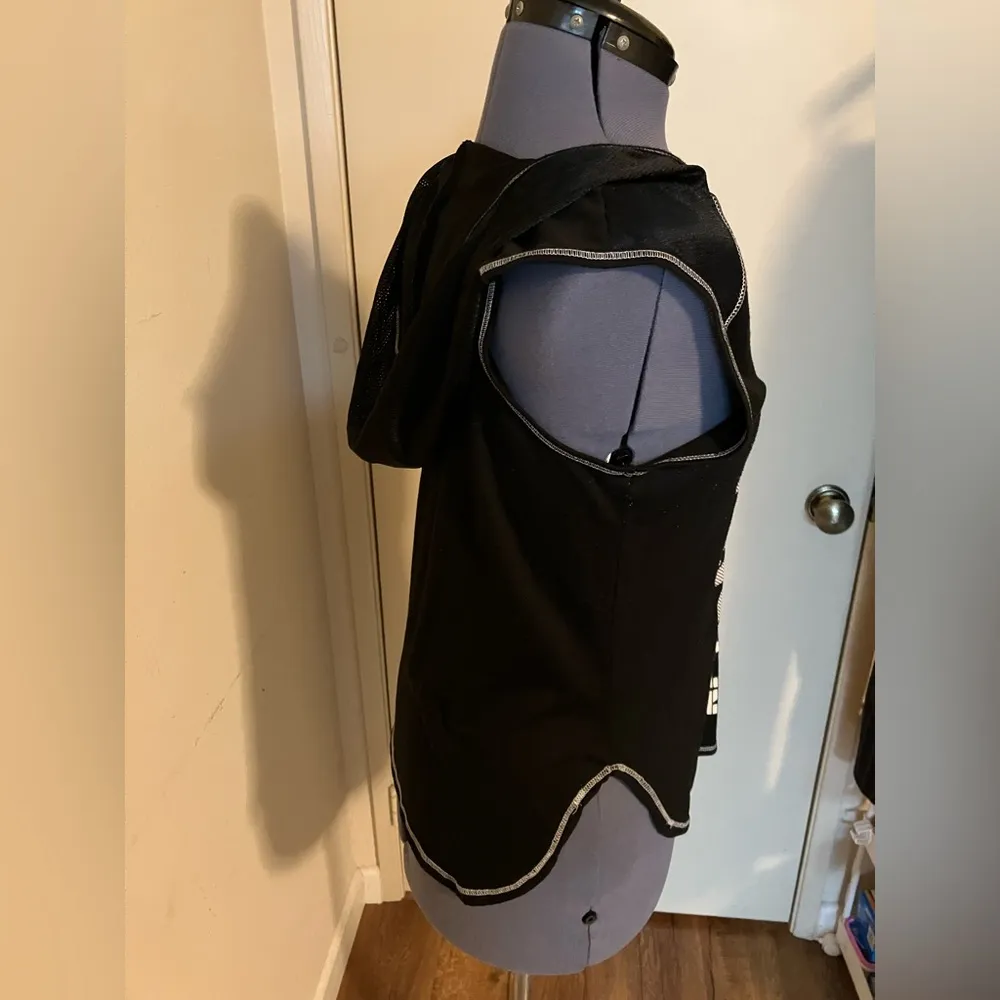 EVCR ACTIVE Hooded Sleeveless Mesh Top Tee Motivation Black Size L - Image 2