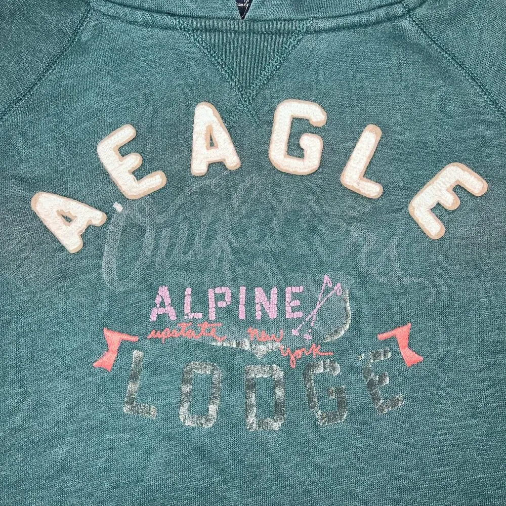 American Eagle Womens Hoodie Hooded Sweatshirt Pullover Long Sleeve Green Large - Image 6