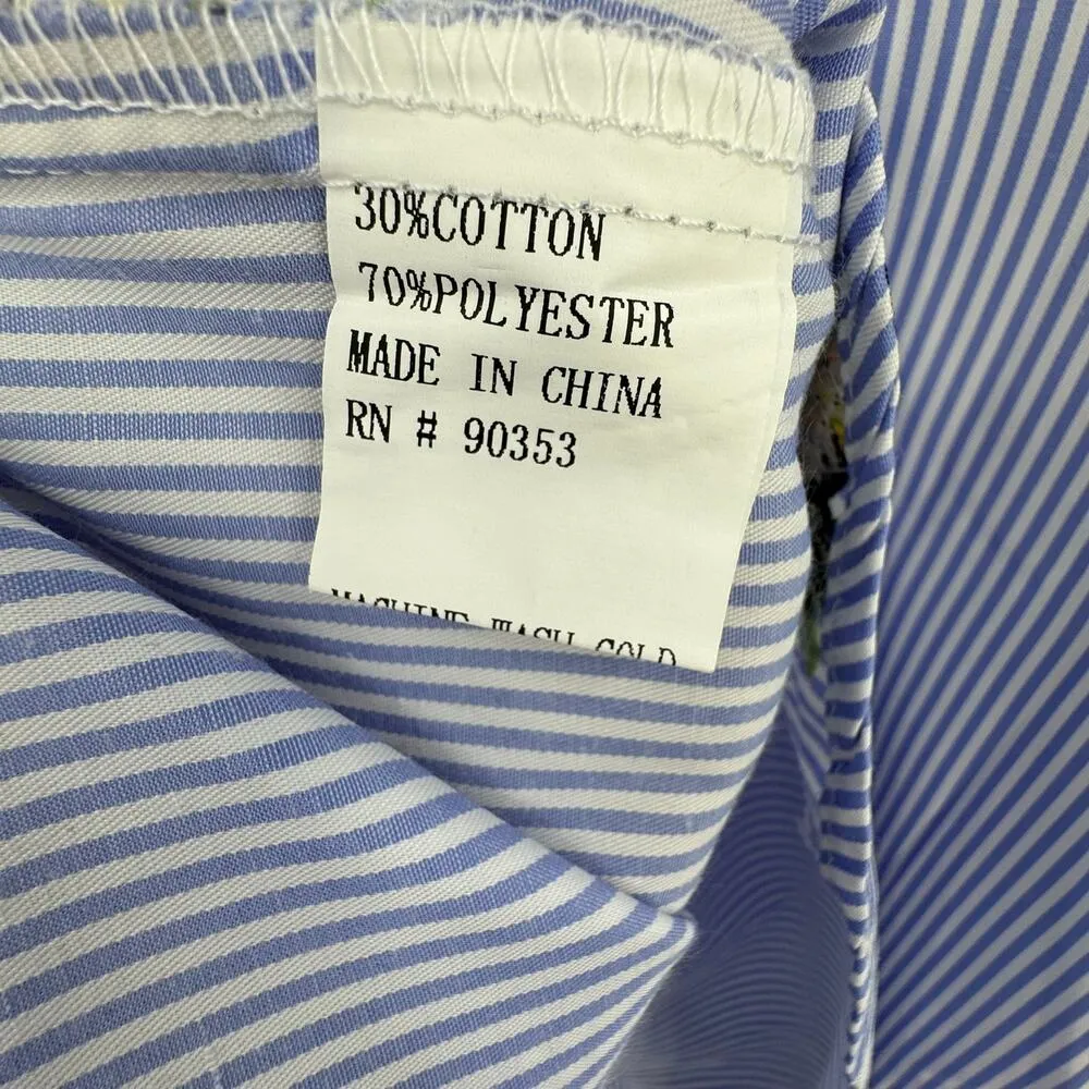 J. Gee shirt dress embroidered pineapple print blue white stripe nautical S NEW - Image 9