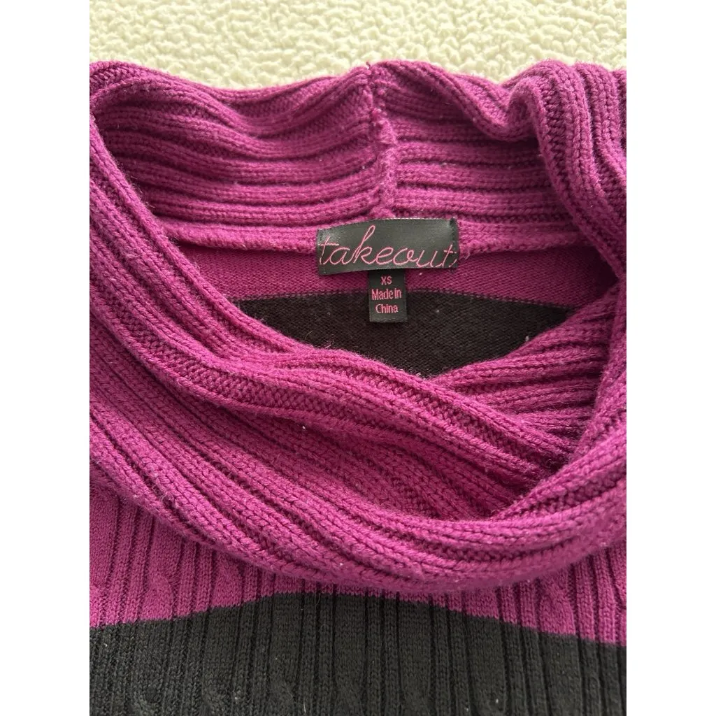 Takeout Black and Magenta Striped Sweater Dress Size XS - Image 6