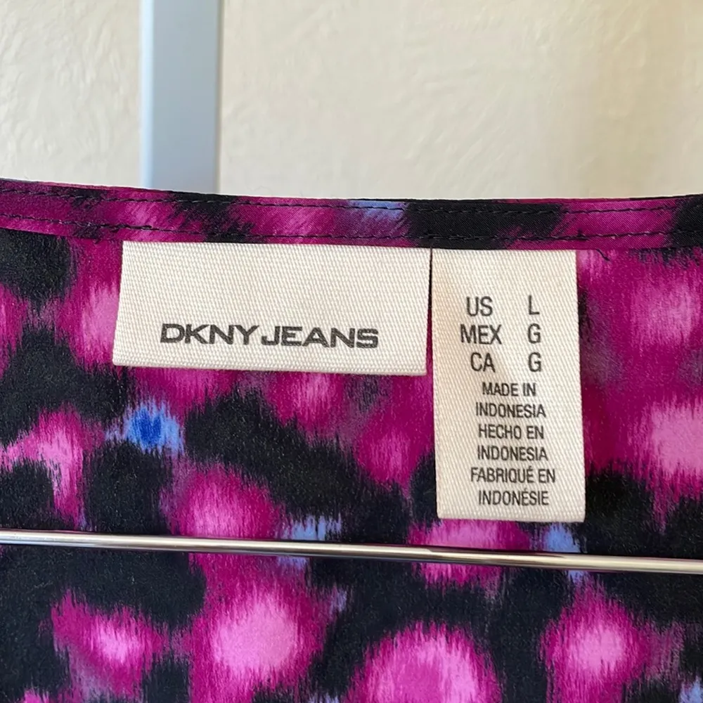 DKNY Jeans cold shoulder silky patterned blouse - Image 4