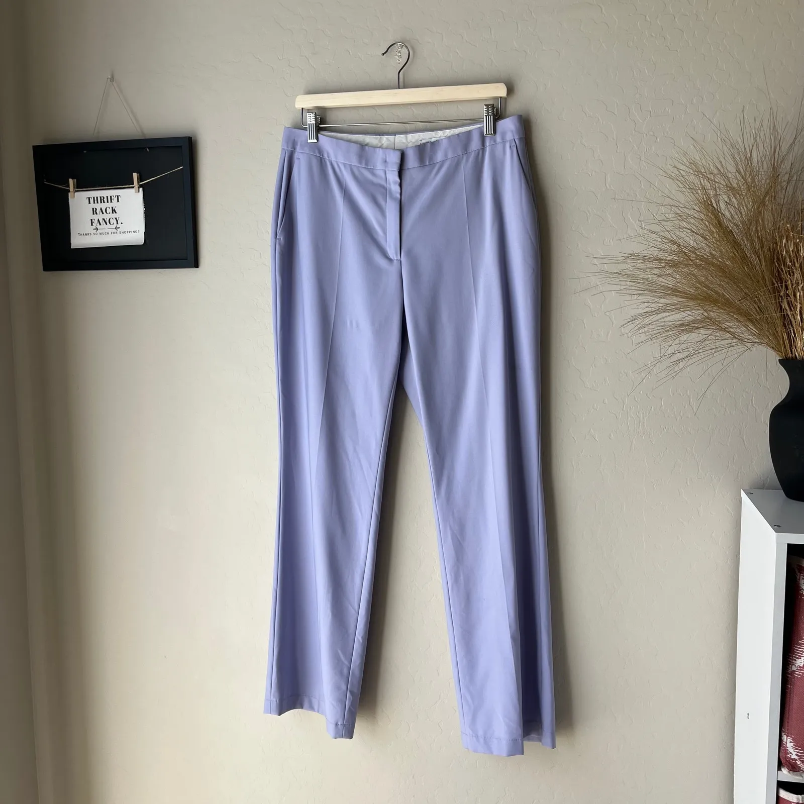Another Tomorrow Lilac Purple Merino Wool Straight Leg Classic Trouser Pants 10 - Image 4