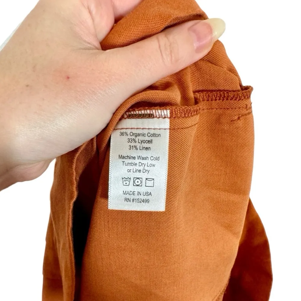 Amour Vert Frankie Cropped Wide Leg Cotton Linen Pants in Terracotta - Image 7