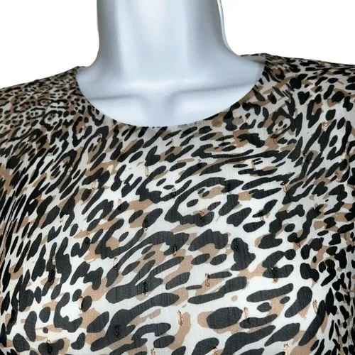 EXPRESS Abstract Cheetah Print L/S‎ Blouse Shirred Waist NWT $65 Size XSmall - Image 3