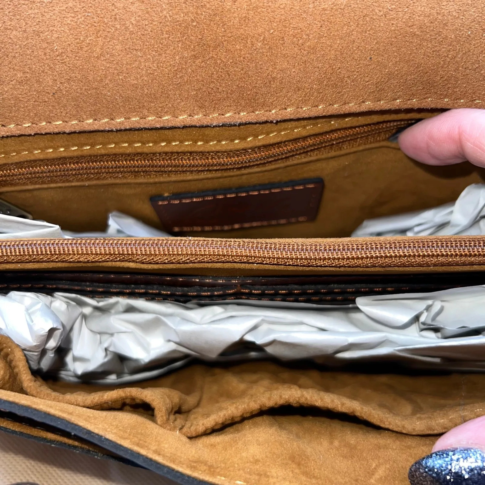 Patricia Nash Florence Tooled Leather Flap Crossbody Bag Brown - Image 9