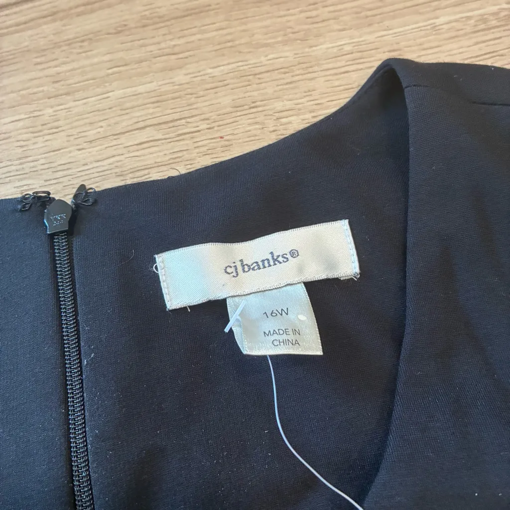 NWT Christopher & Banks Black Sleeveless Crew Neck A-line Midi Dress Size 16W - Image 5