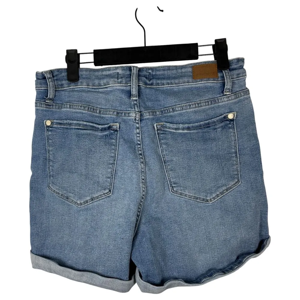 Judy Blue Medium Wash Cuffed Hem Shorts Women's Size Large - Image 4
