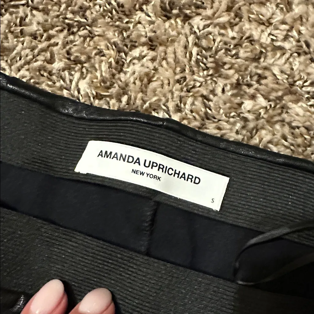 Amanda Uprichard Faux Leather Pants Black Size Small - Image 3
