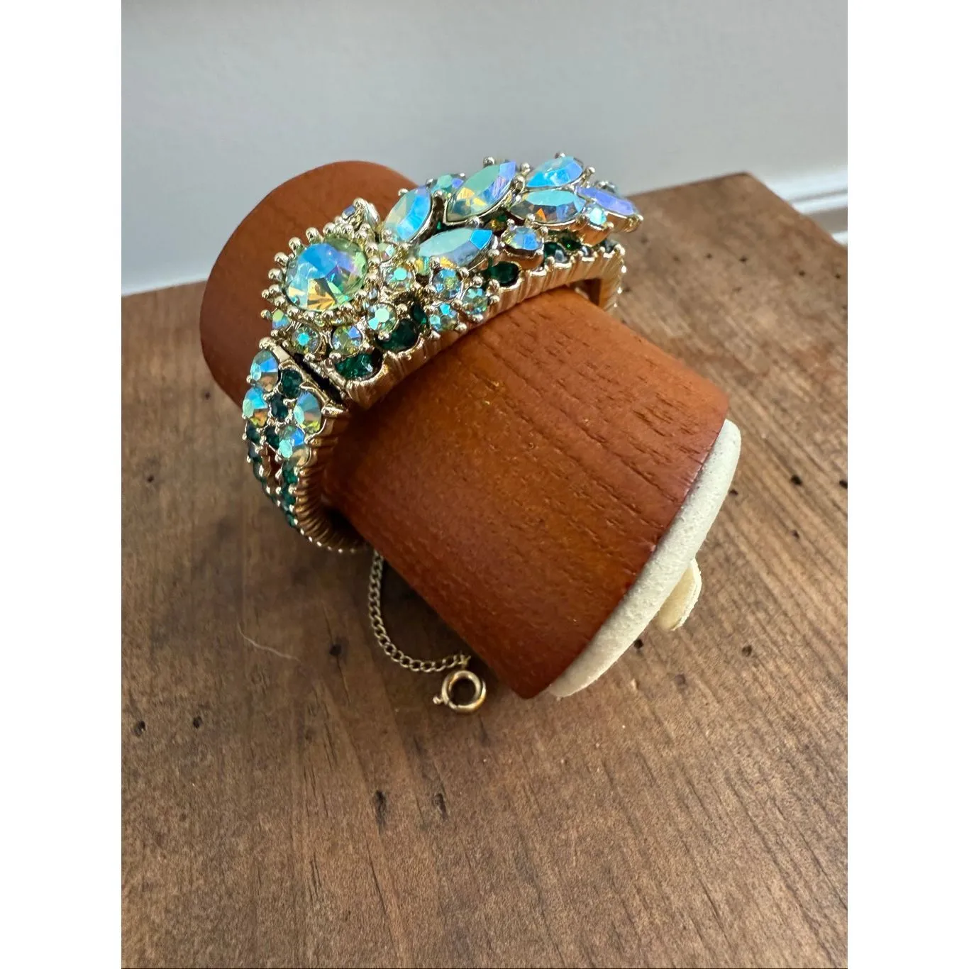 Vintage Juliana DeLizza & Elster Blue Green Aurora Borealis Rhinestone Gold Tone - Image 2