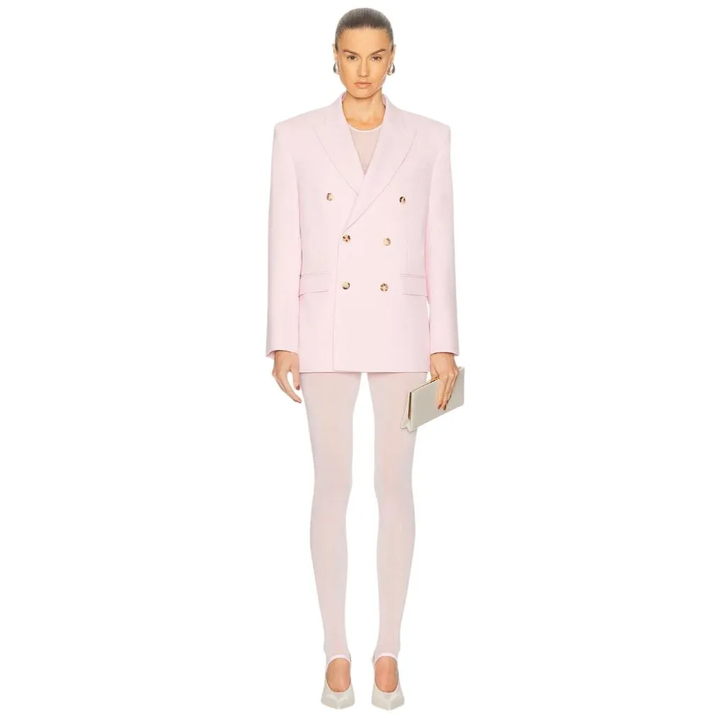 WARDROBE.NYC Sheer Cap Sleeve Bodysuit in Blush Pink X - Image 5