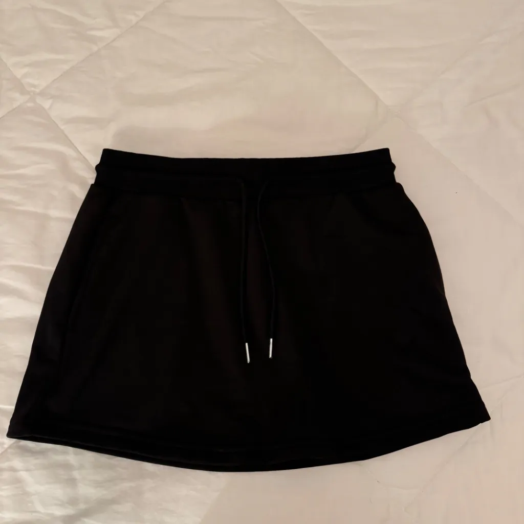 Women's Drawstring Sweat Mini Skirt Sports Black Size M - Image 2