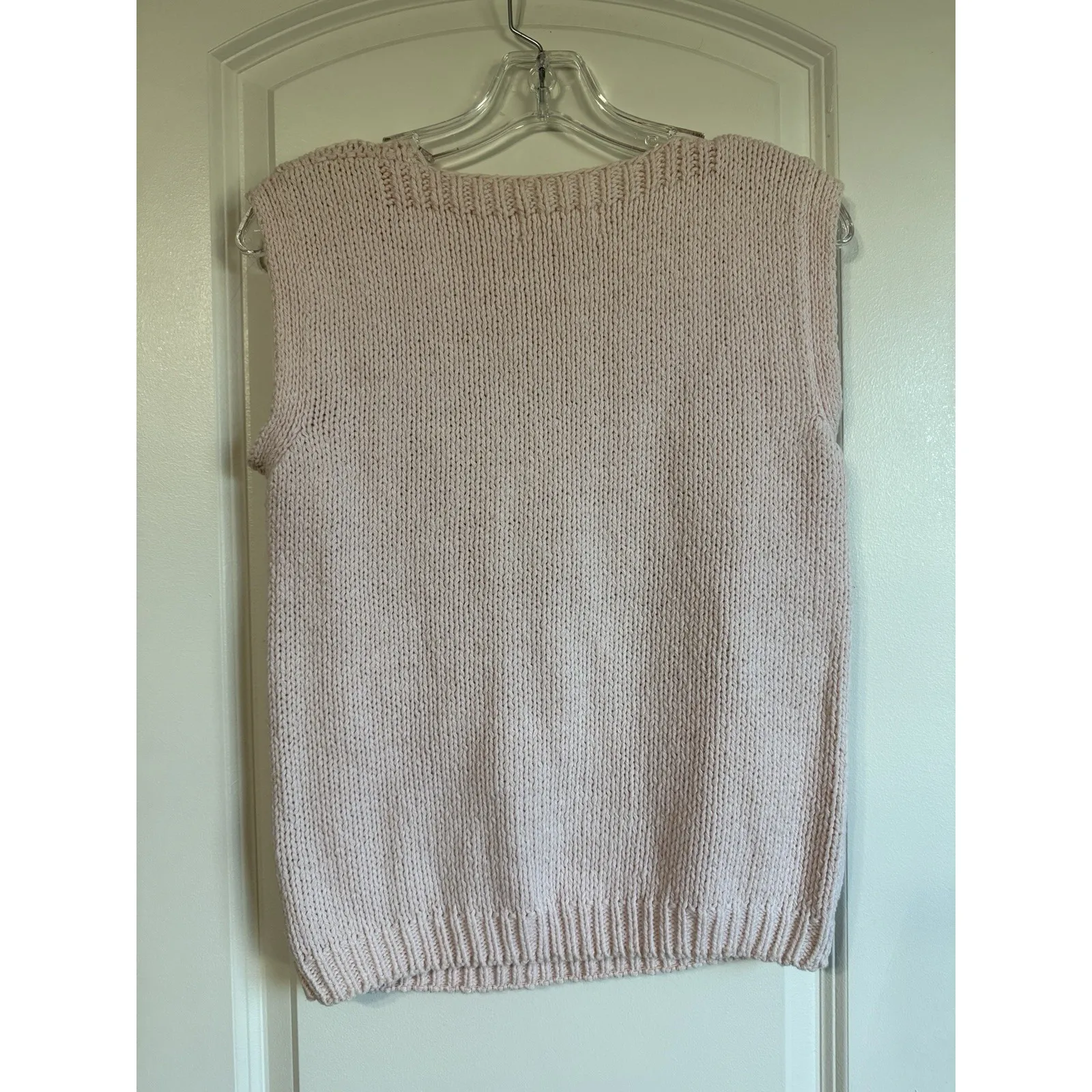 Vintage Jennifer Reed Hand Knit Cable Sweater Vest Pink Women's Size S V - Image 3