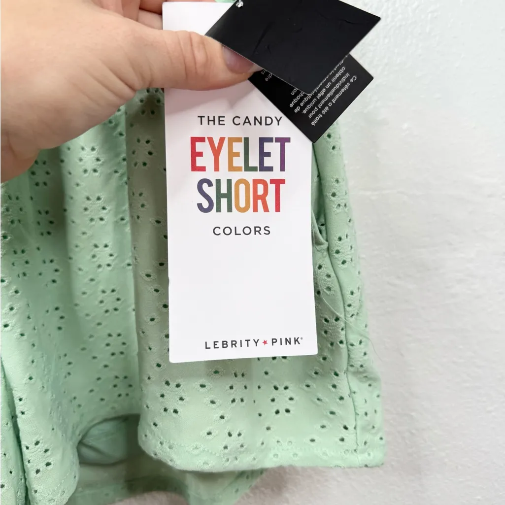 Celebrity Pink Shorts Womens Size XL Mint Green Eyelet High Waist Pull On - Image 9