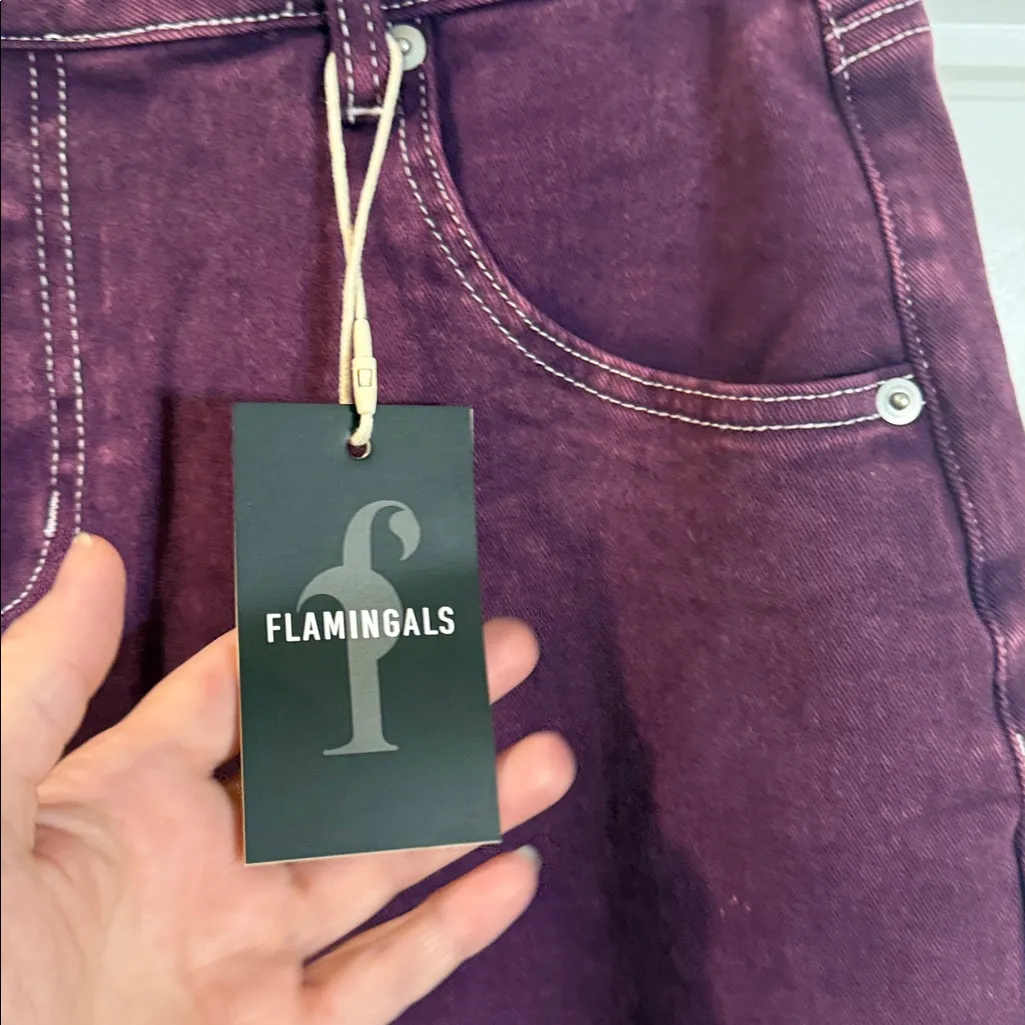 Flamingals Wide Leg Jeans in purple medium NWT Size undefined - Image 2