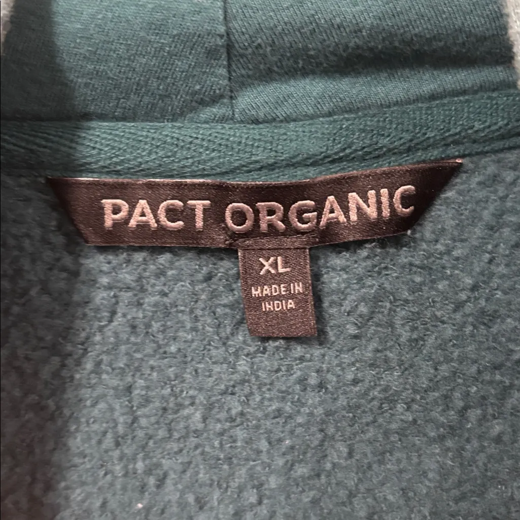 PACT organic teal full zip drawstring hoodie jacket size XL - Image 6