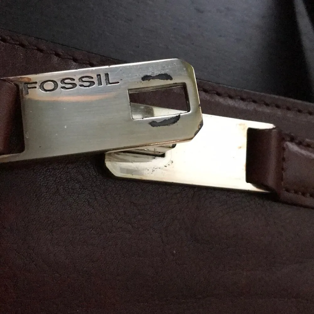 Fossil Rare Vintage Brown Leather Shoulder Bag - Image 5