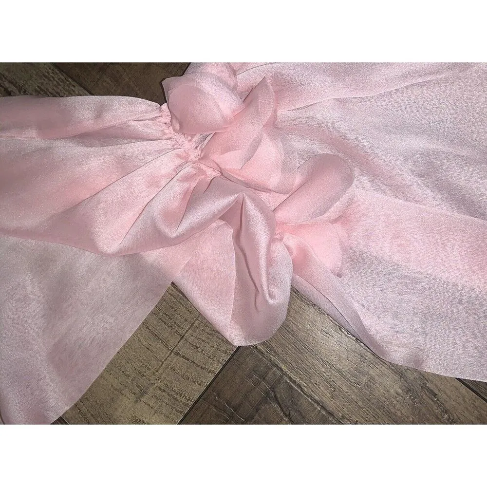 ilana Rosette Pink Satin Silk Shaw Nwot formal designer Italy wedding bow - Image 3