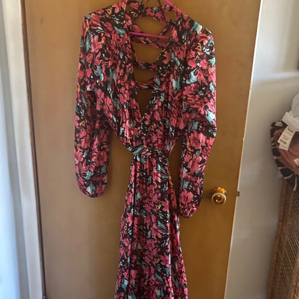 Skies Are Blue Vibrant Floral Long Sleeve Dress - Image 2