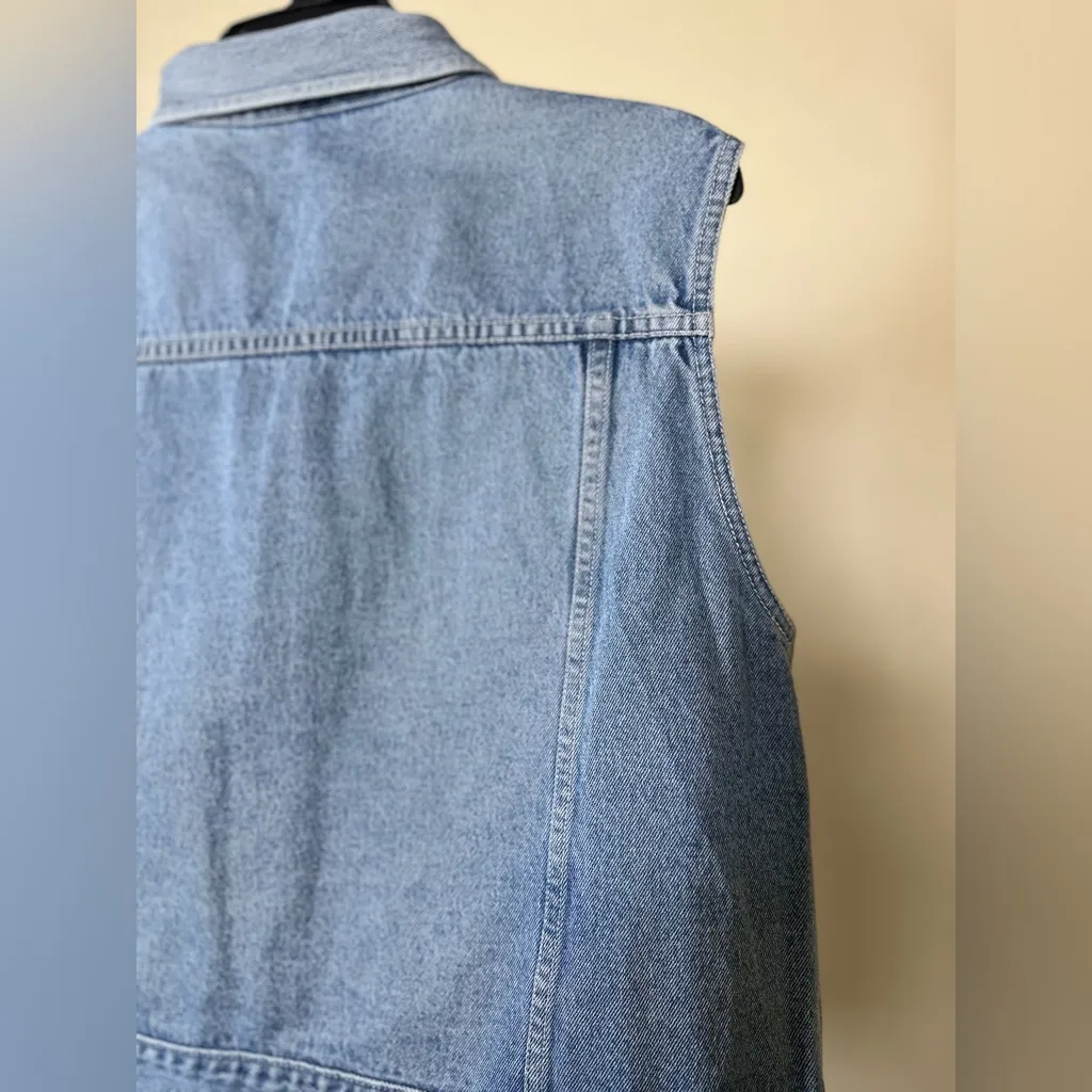 Vintage Denim Vest Large Blue Jean Button Down 90s Western Grunge Streetwear - Image 10