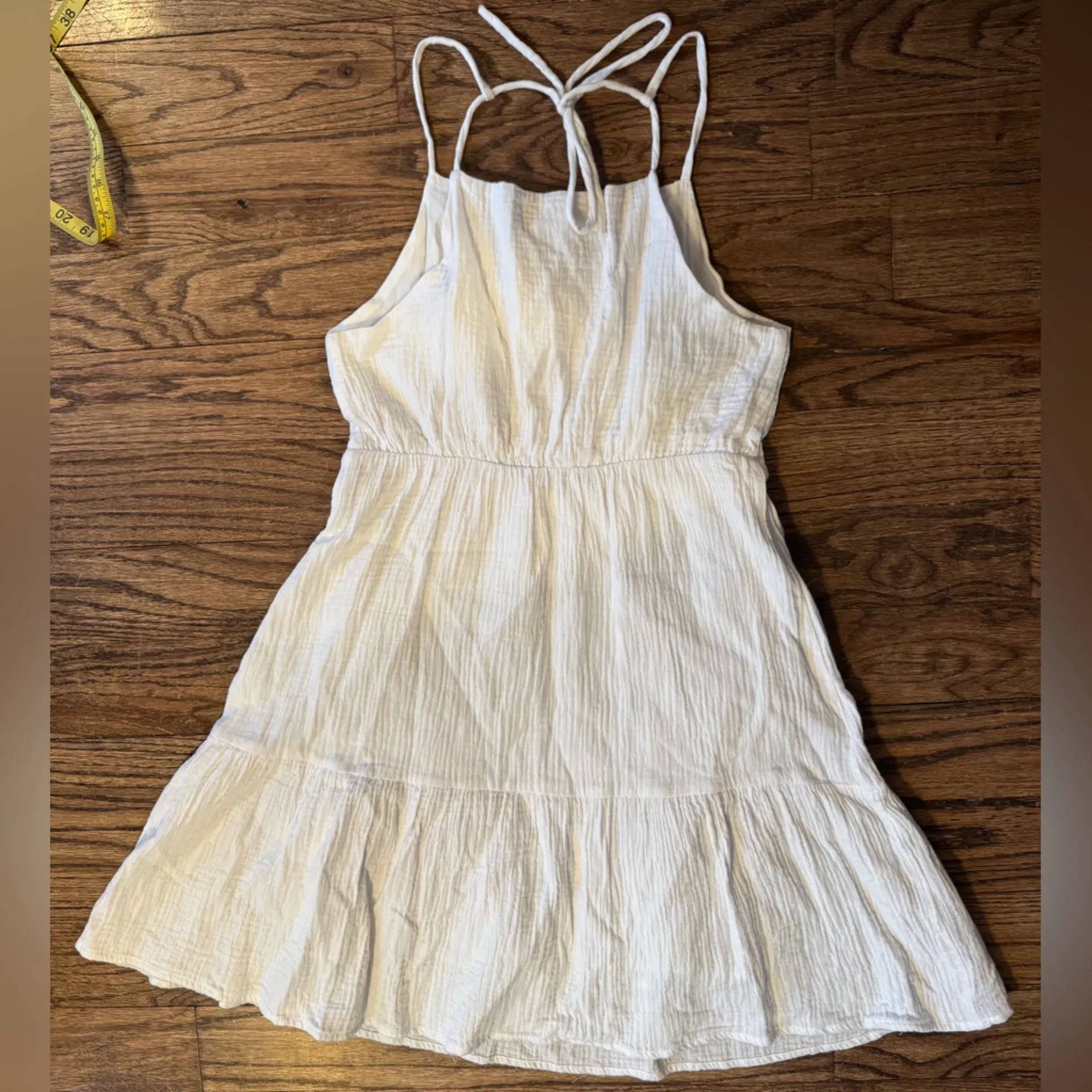 Dear John Dear John Small Cotton Babydoll Tiered Mini Dress Gauze Sleeveless Graduation | Sz: S | Color: White