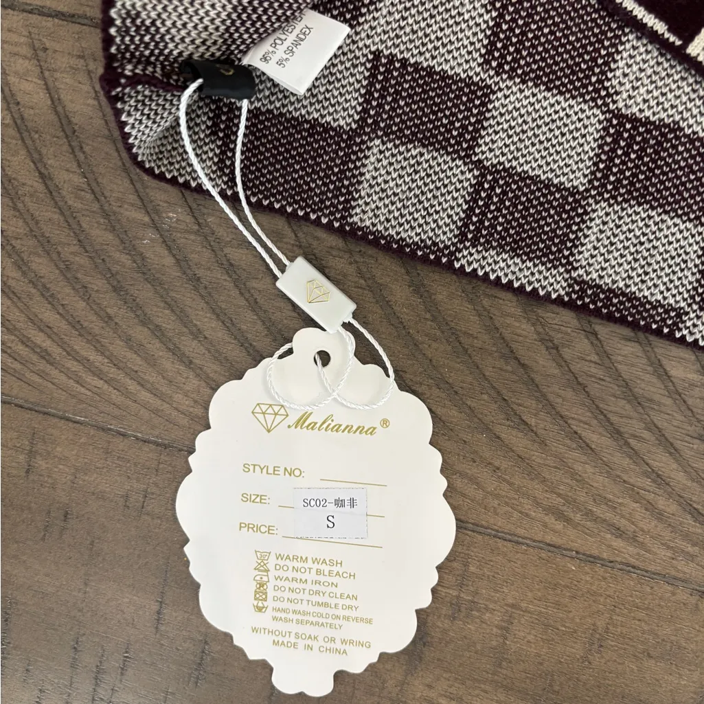 Checkered Black and White Women's Top Brown - Image 4