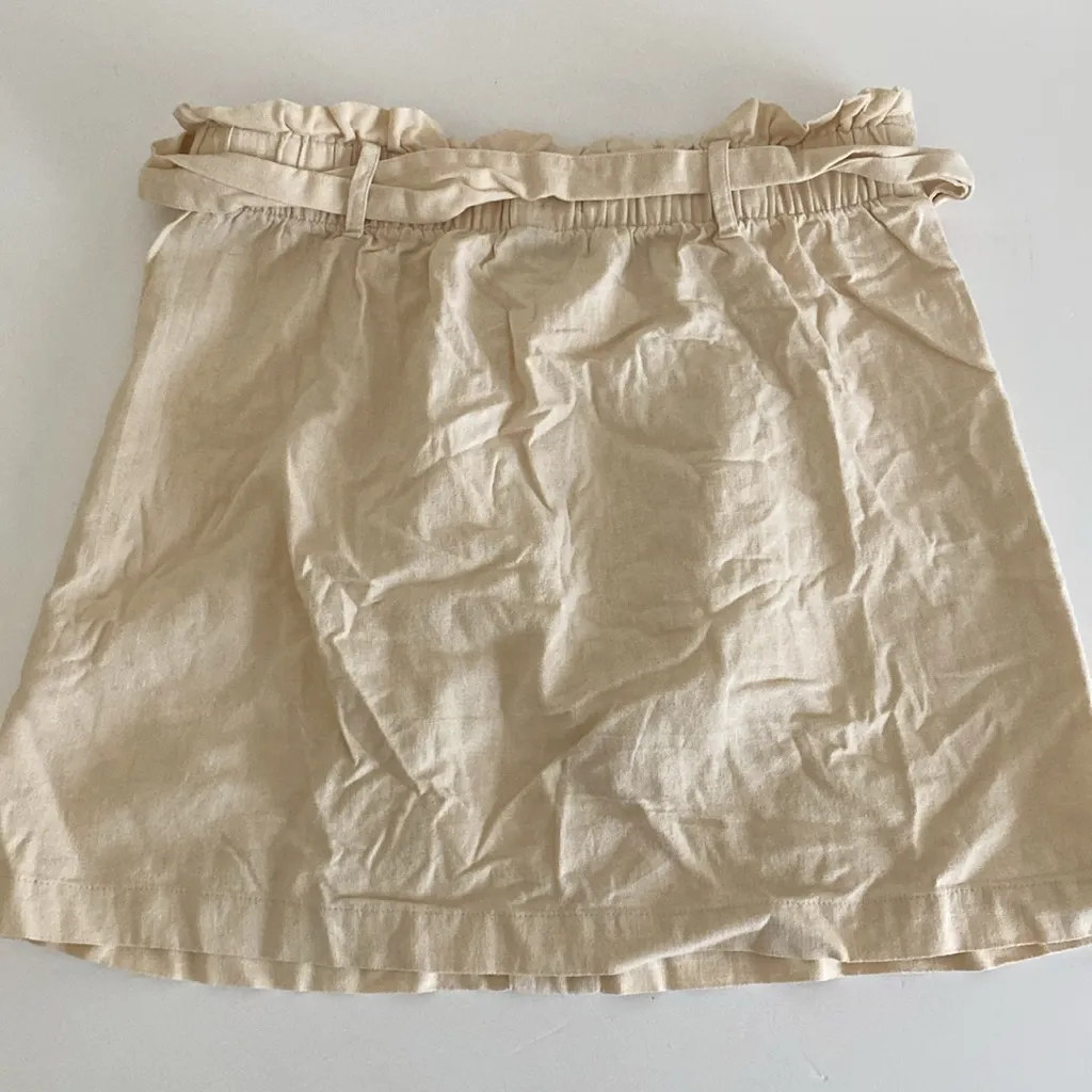Women’s Falls Creek Skirt linen small Beige Button-Front paper bag tie waist - Image 2