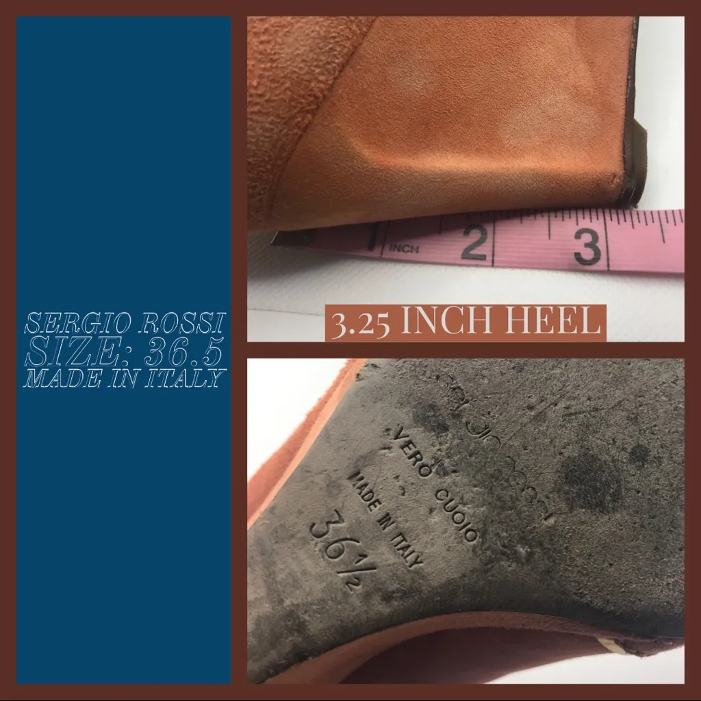 SERGIO ROSSI ORANGE SUEDE WITH GOLD ACCENTS WEDGE HEEL SHOES  (36.5) - Image 13