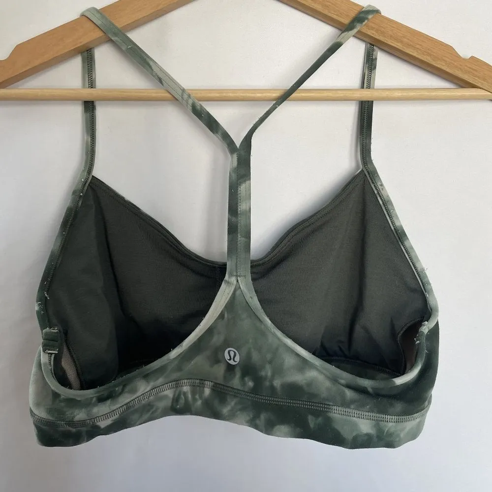 Lululemon Flow Y Bra Nulu Green Tie-Dye Strappy Sports Bra Racerback Women's S - Image 3