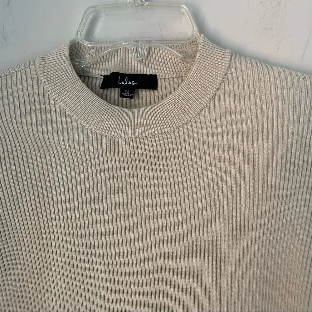 Lulus Seasonally Chic Cream Ribbed Knit Cutout Twist-Back Sweater - Image 5