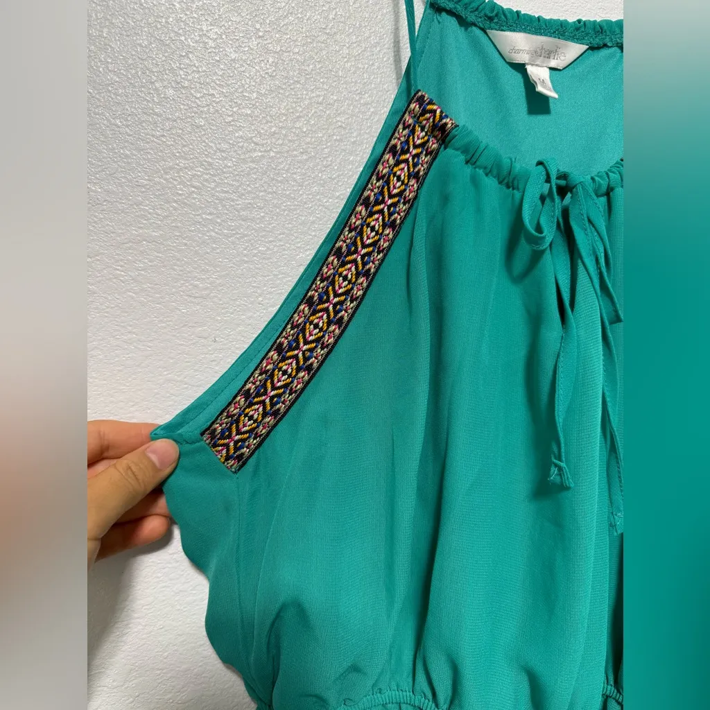 Charming Charlie, Elegant Teal Halter Maxi Dress - Image 4