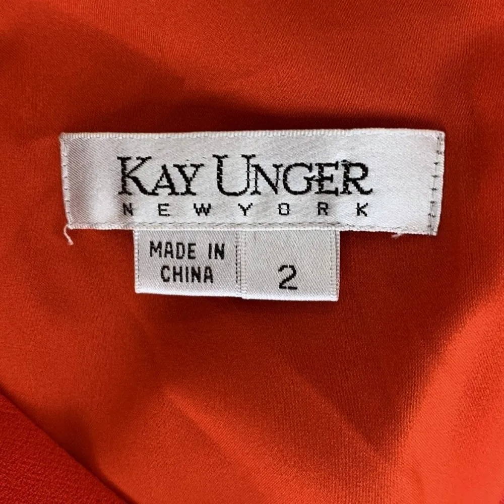 Kay Unger Ponte Knit Gathered Sheath Peplum Dress Red Size 2 - Image 5