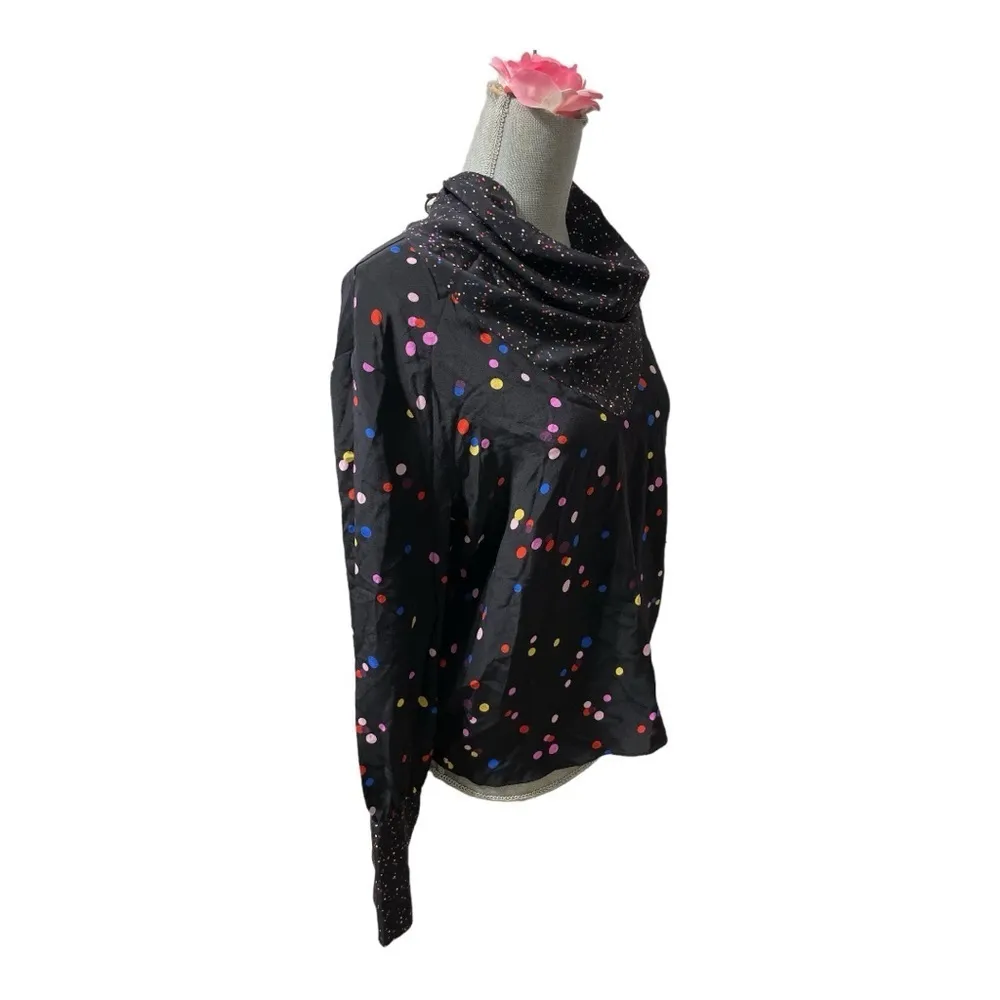 TopShop long sleeves polka dot blouse with tie in the back and on sleeves size 8 - Image 2